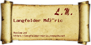 Langfelder Móric névjegykártya